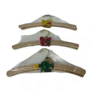 KIDS WOODEN HANGERS HANDMADE HAND PAINTED SET OF SIX TOXIC FREE